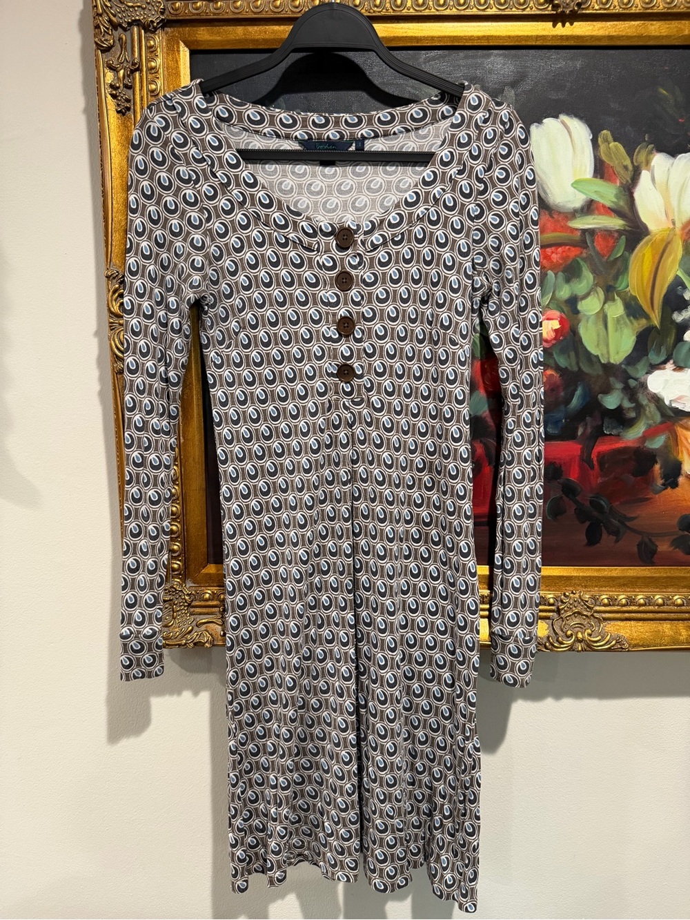 Boden Brown and Black Printed Long Sleeve Dress